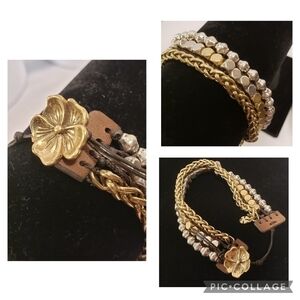 Lucky Brand Adjustable with Flower and 3 Rows of Beads/Braid